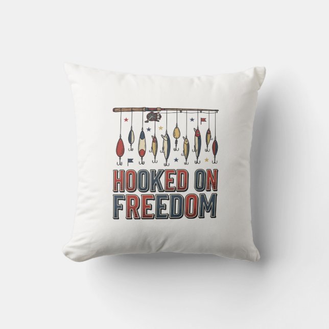 Krokat På Frihet Patriotisk Fisketröja Design_1 Kudde (Framsida)