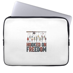 Krokat På Frihet Patriotisk Fisketröja Design_1 Laptop Fodral