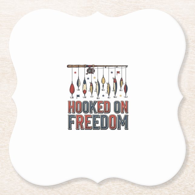 Krokat På Frihet Patriotisk Fisketröja Design_1 Underlägg Papper (Framsida)
