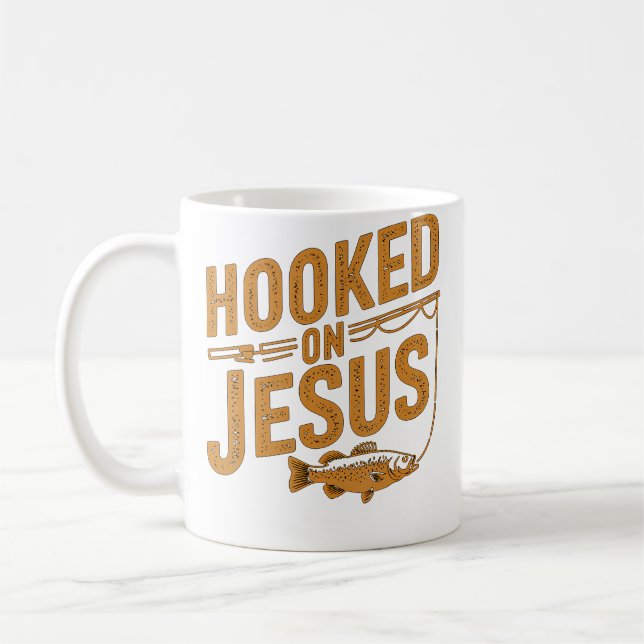 Krokat på Jesus Fiske Kristna Kaffemugg (Vänster)