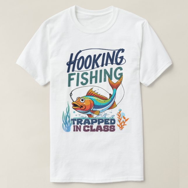 Krokfiske, fångad i klassrummet t shirt (Design framsida)