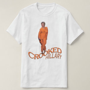 Krokig T-tröja för Hillary Clinton orangesvart T Shirt