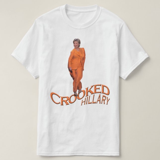 Krokig T-tröja för Hillary Clinton orangesvart T Shirt (Design framsida)