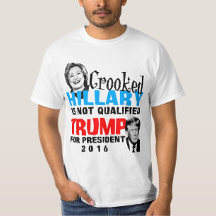 Krokiga Hillary Donald Trump för den roliga T-shirt