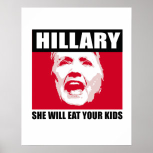 KROKIGA HILLIARY - Hon ska äter dina Anti ungar - Poster