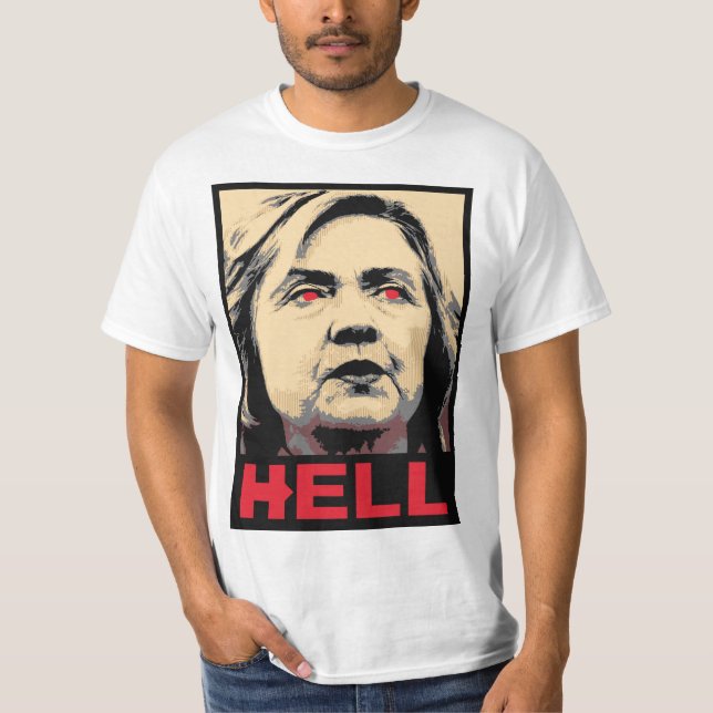 Krokigt Hillary Clinton helvete - Anti-Hillary Tee (Framsida)
