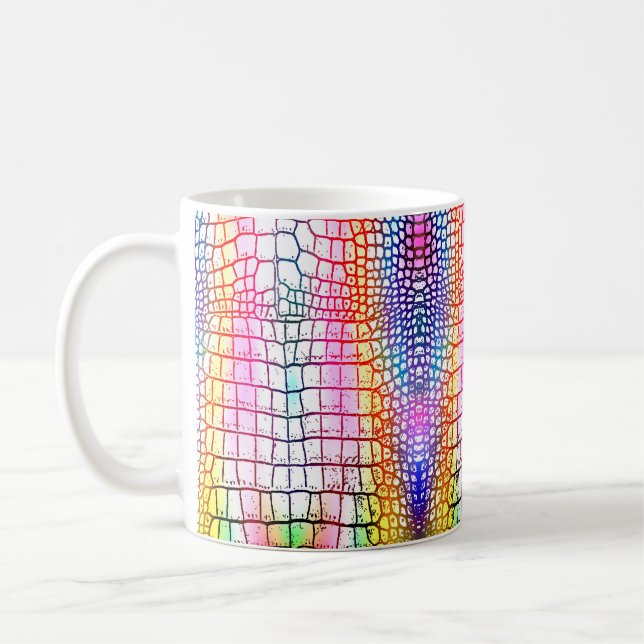Krokodil abstrakt mönster, färglös mönster kaffemugg (Vänster)