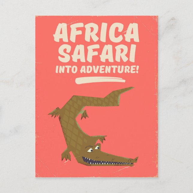 Krokodil Afrika Safari affisch! Vykort (Framsida)