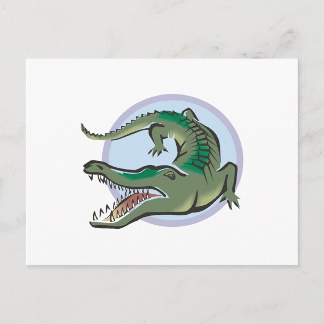 Krokodil/Alligator Cirkel Design Vykort (Framsida)