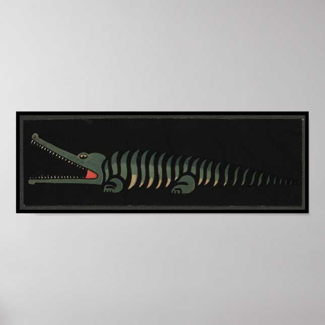 Krokodil - Antiquarian Colorful Bok Illustration Poster (Framsidan)