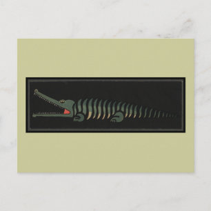 Krokodil - Antiquarian Colorful Bok Illustration Vykort