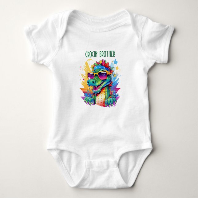 Krokodil Födelsedags Bebis/Pyssel Matchande T Shirt (Framsida)