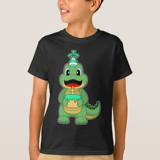 Krokodil Födelselsedagstårta Ljus T Shirt (Framsida)