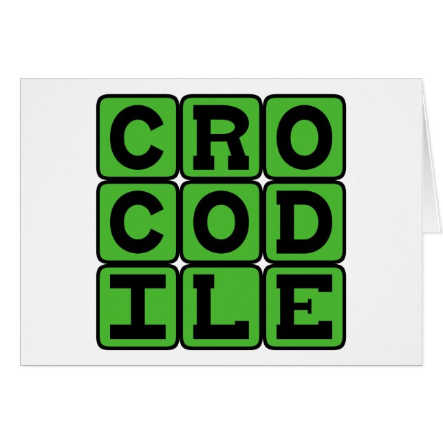 Krokodil, halvakvattisk reptil hälsningskort (Framsidan Horizontal)