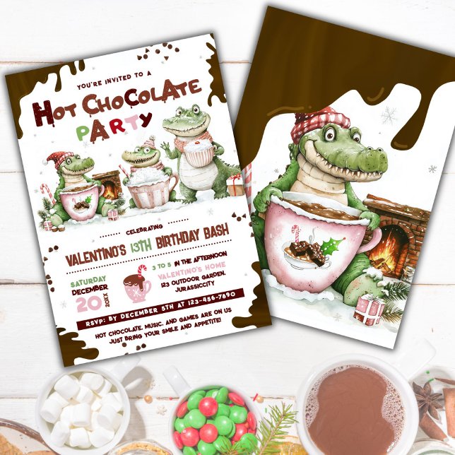 Krokodil Hett Chocolate 2 Party Birthday Inbjudningar (Skapare uppladdad)