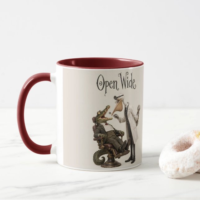 Krokodil hos tandläkaren mugg (Med munk)