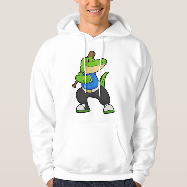 Krokodil i Baseball med Baseball fladdermus Hoodie (Framsida)