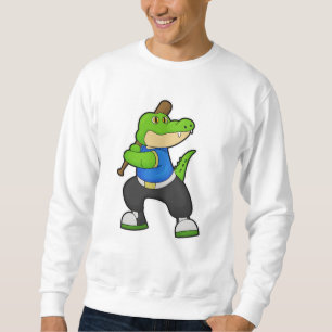Krokodil i Baseball med Baseball fladdermus Lång Ärmad Tröja