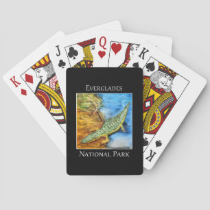 Krokodil i den brackiga vatten i Everglades Casinokort