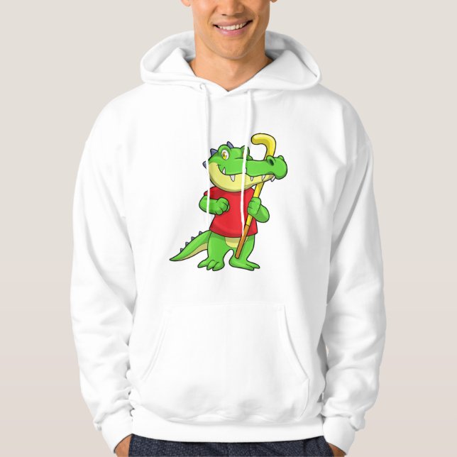 Krokodil i Fält hockey med hockeypil Hoodie (Framsida)