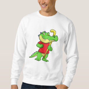 Krokodil i Fält hockey med hockeypil Lång Ärmad Tröja
