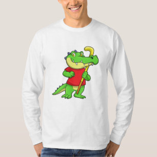 Krokodil i Fält hockey med hockeypil T Shirt