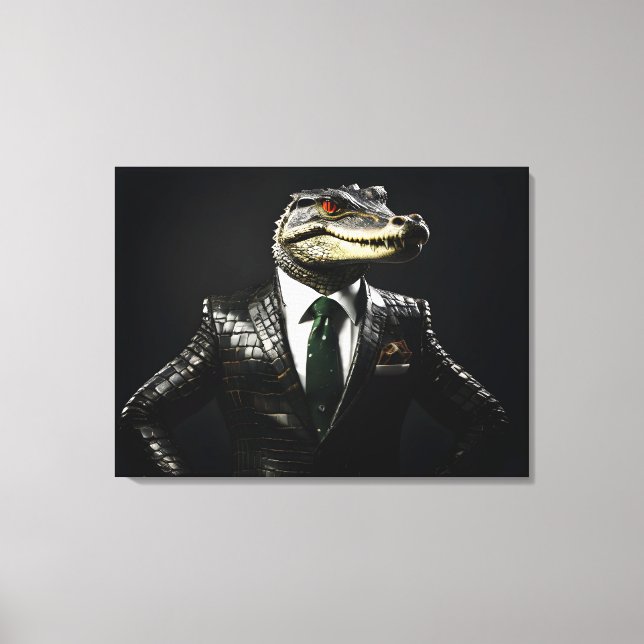 Krokodil i kostym canvastryck (Framsida)