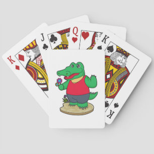 Krokodil med blommor casinokort