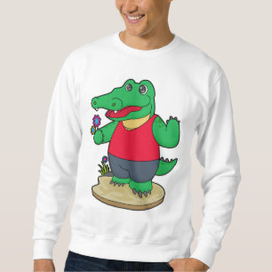 Krokodil med blommor lång ärmad tröja