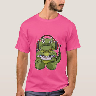 Krokodil Med Spelkontroll I Roligt Spelande I T Shirt