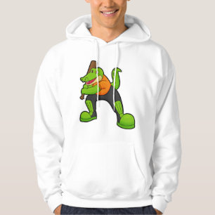 Krokodil på cricket med cricketträ hoodie