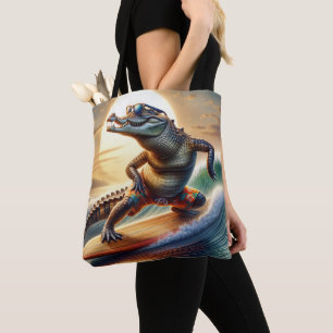 Krokodil på en ytskiva tygkasse
