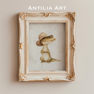 Krokodil Painting Alligator Reptile Vild Animal Poster