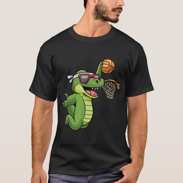 Krokodil Pay Basketball Alligator Basketball T Shirt (Framsida)