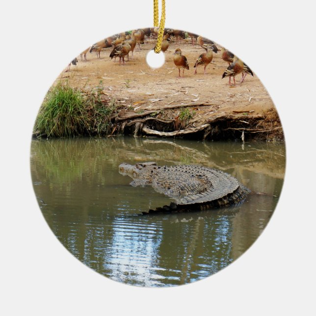 KROKODIL QUEENSLAND AUSTRALIEN JULGRANSPRYDNAD KERAMIK (Framsidan)