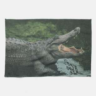 Krokodil Reptiler, Vintage Marin Djur Liv Kökshandduk