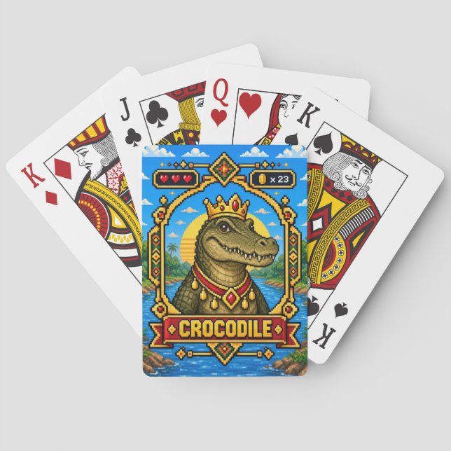 Krokodil Retro 8-Bit Pixel Art Casinokort (Baksidan)
