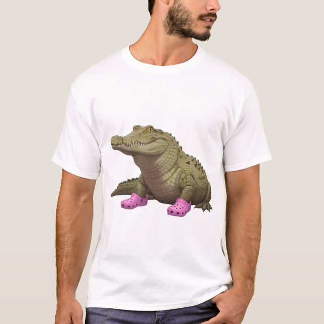 Krokodil som bär krokodillskor  t shirt (Framsida)