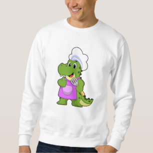 Krokodil som Cook med Spatula Lång Ärmad Tröja
