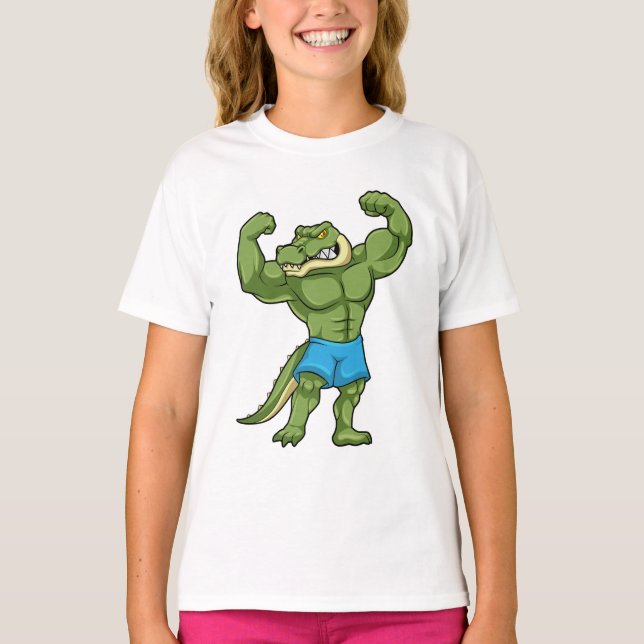 Krokodil som kroppsbyggare extremt t shirt (Framsida)