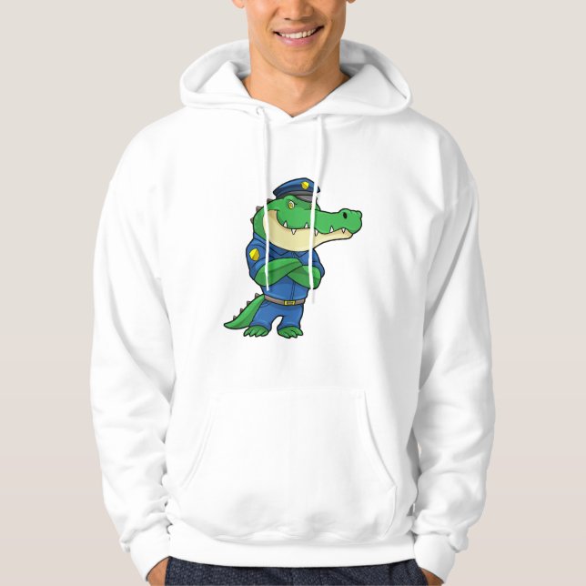 Krokodil som polistjänsteman med enhetlig utformni hoodie (Framsida)