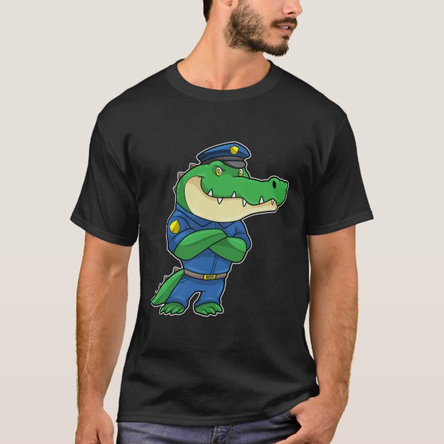 Krokodil som polistjänsteman med enhetlig utformni t shirt (Framsida)