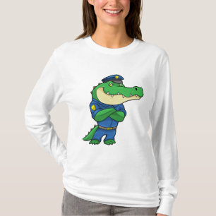 Krokodil som polistjänsteman med enhetlig utformni t shirt