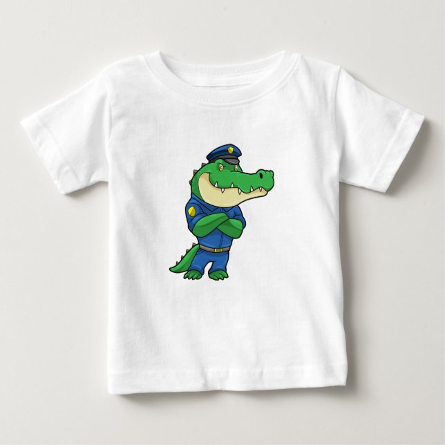 Krokodil som polistjänsteman med enhetlig utformni t shirt (Framsida)