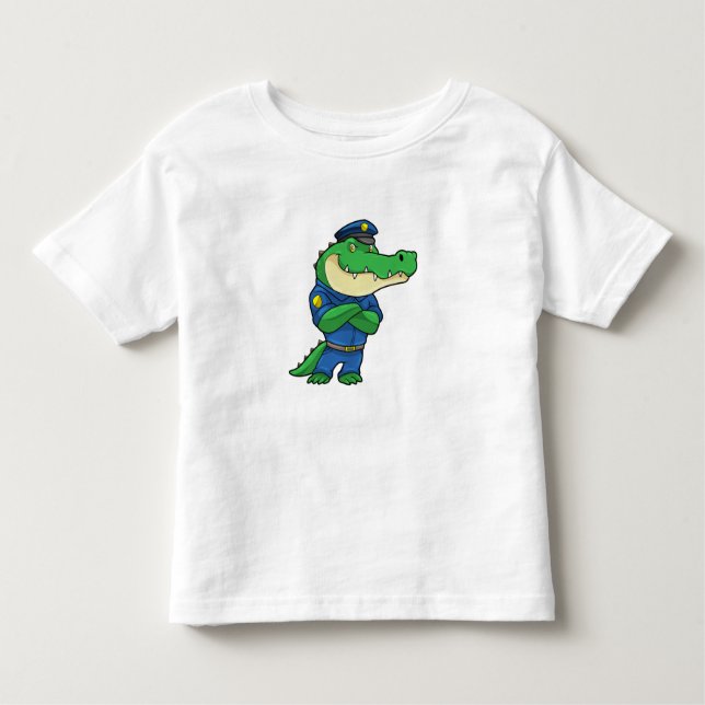 Krokodil som polistjänsteman med enhetlig utformni t shirt (Framsida)