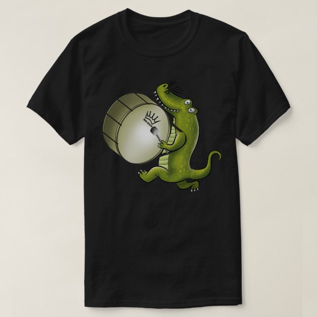 Krokodil som spelar Marching Band Bass Drum T Shirt (Design framsida)