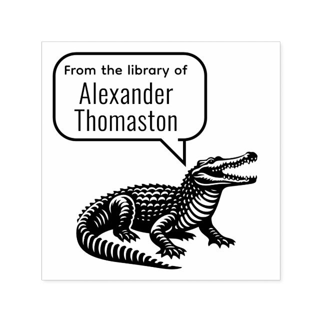 Krokodil Talbubbla Bibliotek för Boknamn Självfärgande Stämpel (Design)