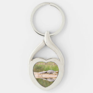 Krokodil Twisted Heart Silverfärgad Nyckelring