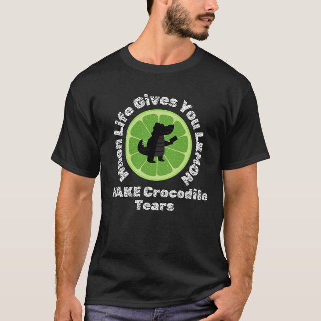 krokodildjur krokodiler lustig reptil t shirt (Framsida)