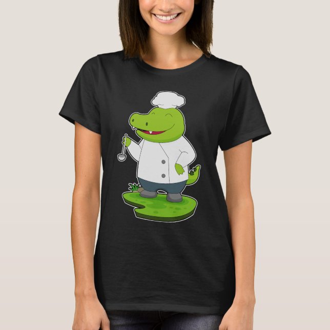 Krokodile Chef Cooking spoon T Shirt (Framsida)